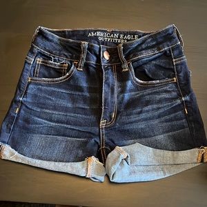 American eagle high rise jean shorts size 2 super stretch